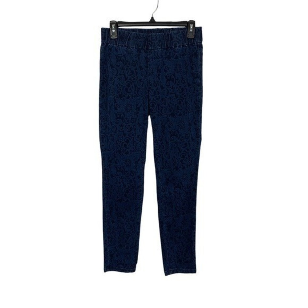 Soft Surroundings Blue Paisley Pull On Pants Stretchy Comfort Slimming Small